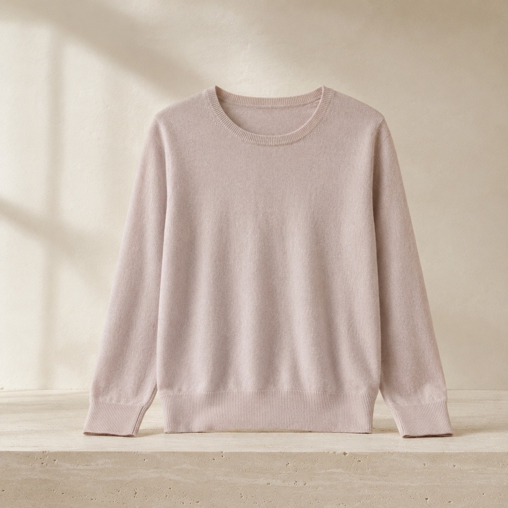 Quince 100% Mongolian Cashmere Crewneck Sweater Blush Pink Quiet Luxury L